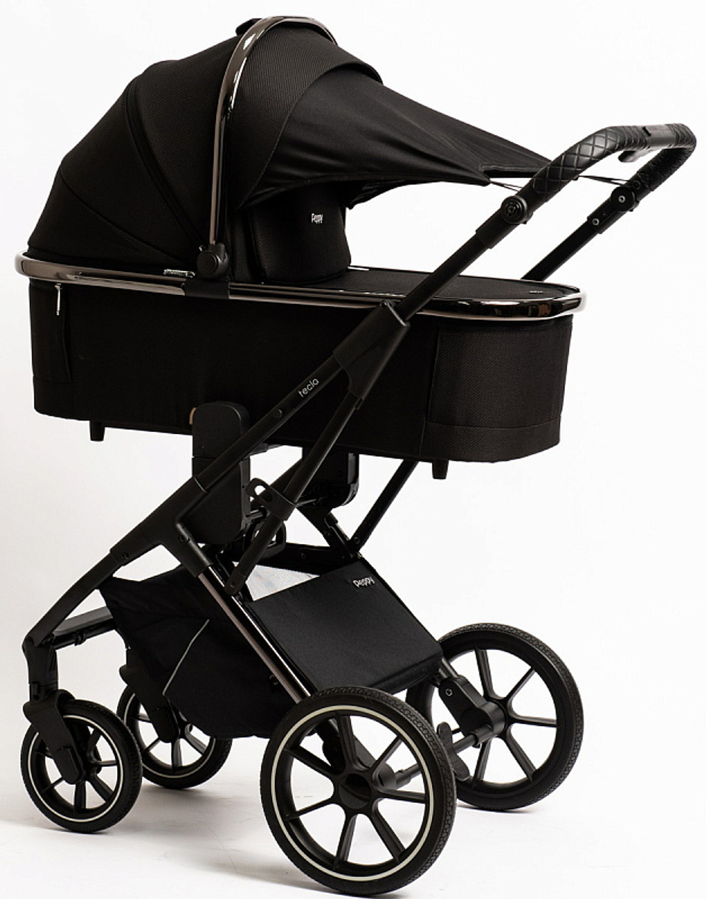 Детская коляска Peppy Tecla 3 в 1 с автокреслом Rise Shadow Black Chrome Edition (Черный)