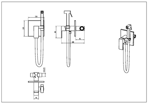 Boheme Смеситель гигиенический Qubic Matt Black