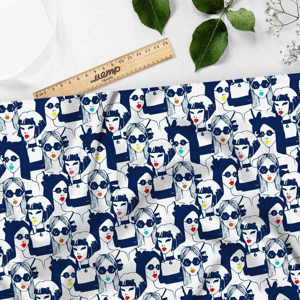 Ткань футер 2-х нитка толпа девушек