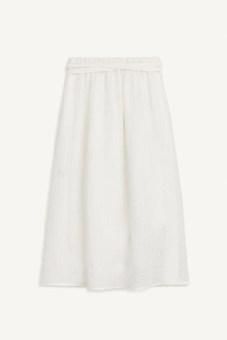 ZARA ЮБКА МИДИ СО СРЕДНЕЙ ТАЛИЕЙ, ЖЕЛТОВАТО-БЕЛЫЙ