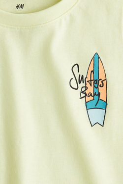 H&M Футболка без рукавов с принтом, неоново-желтый