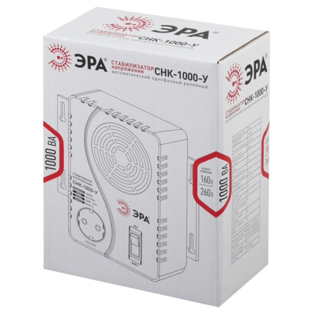СНК-1000-У ЭРА Стабилизатор напр. компакт, универс., 160-260В/220В, 1000ВА