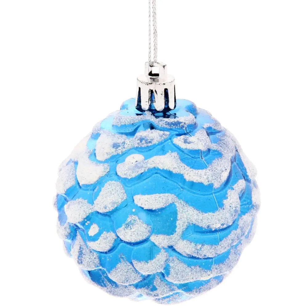 Ёлочные игрушки «Шишки нарядные» 6 см (набор 3 шт), синий/белый