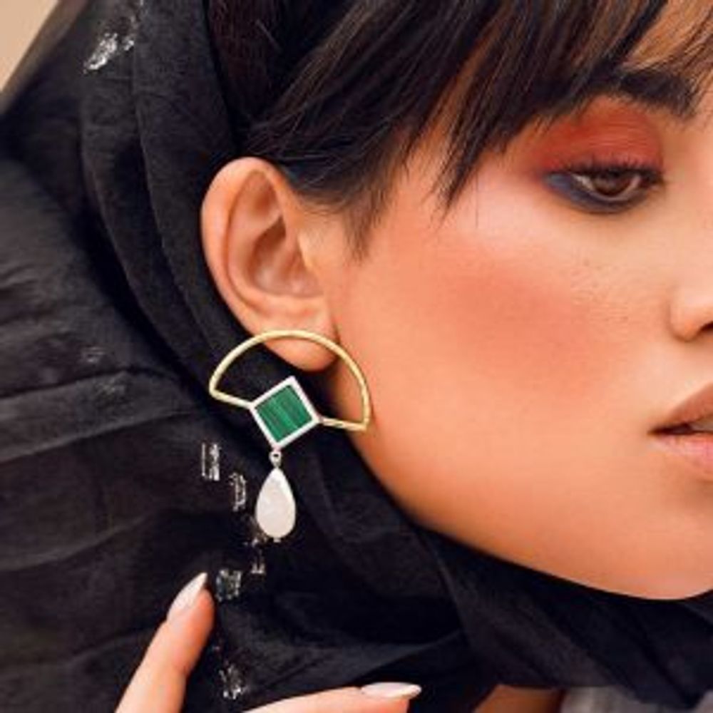 Серебряные серьги с малахитом Arte Dosti 20220321 Иран Серебряные серьги с малахитом Arte Dosti 20220321 Иран