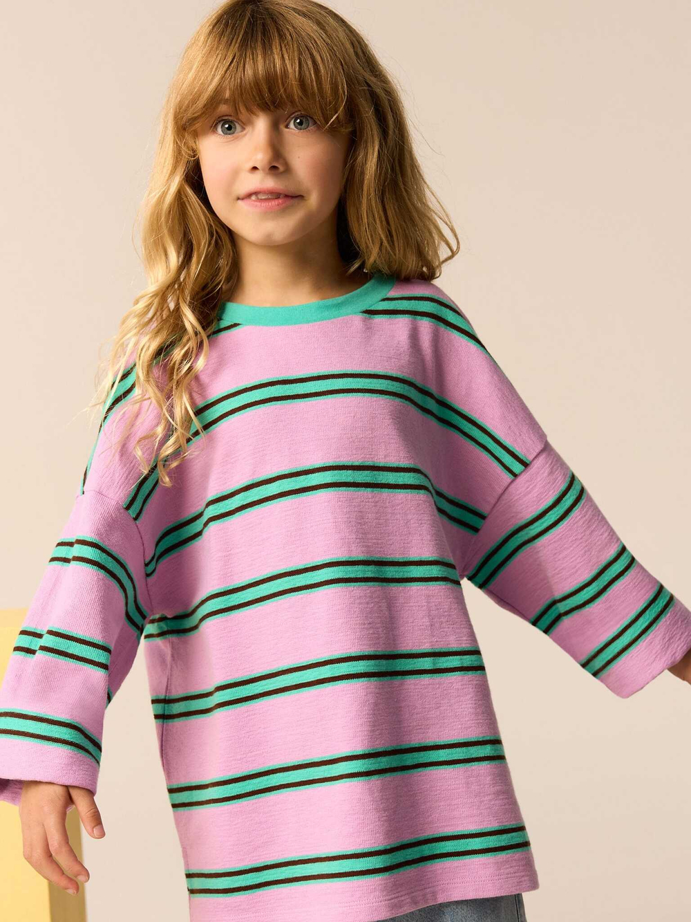 Лонгслив удлиненный для девочки Next E44-323, Розовый, Зеленый