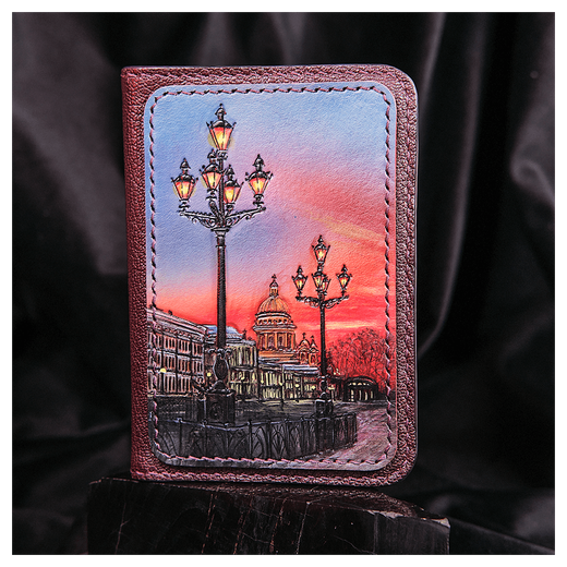 Обложка на паспорт «Городские мотивы» розовая