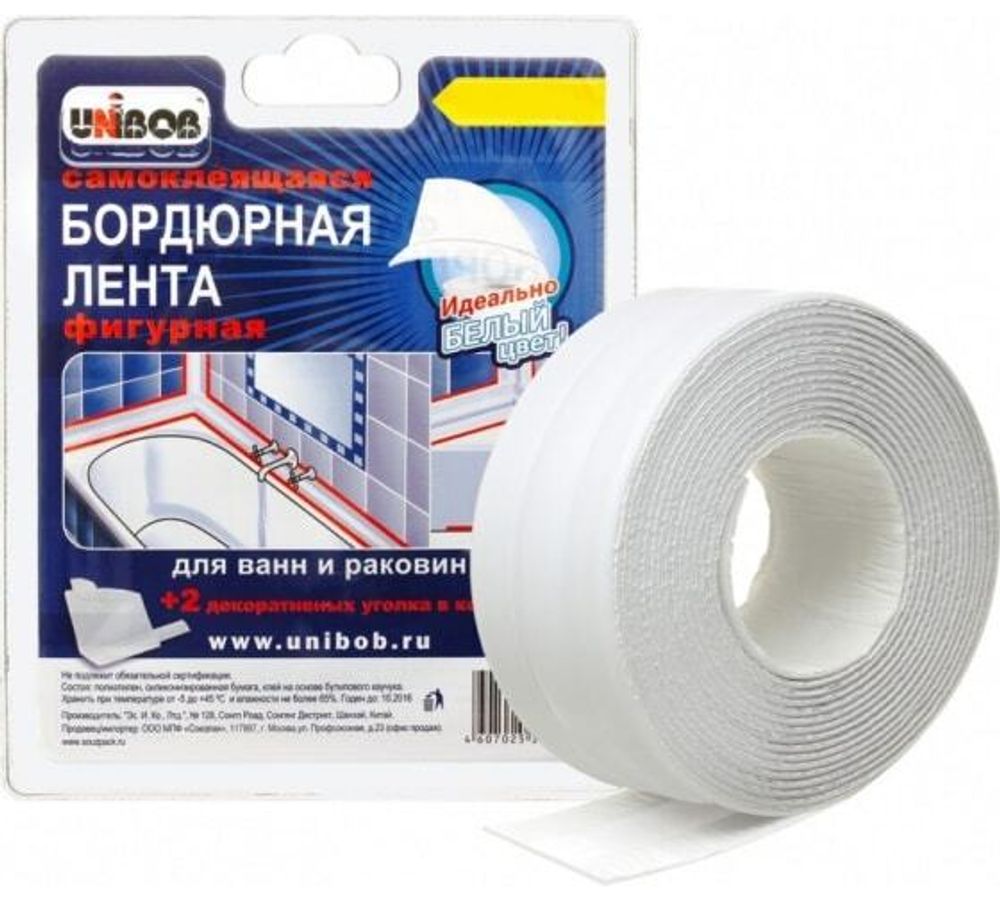 Самоклеящаяся бордюрная лента UNIBOB 60 мм х 3,35 м белая