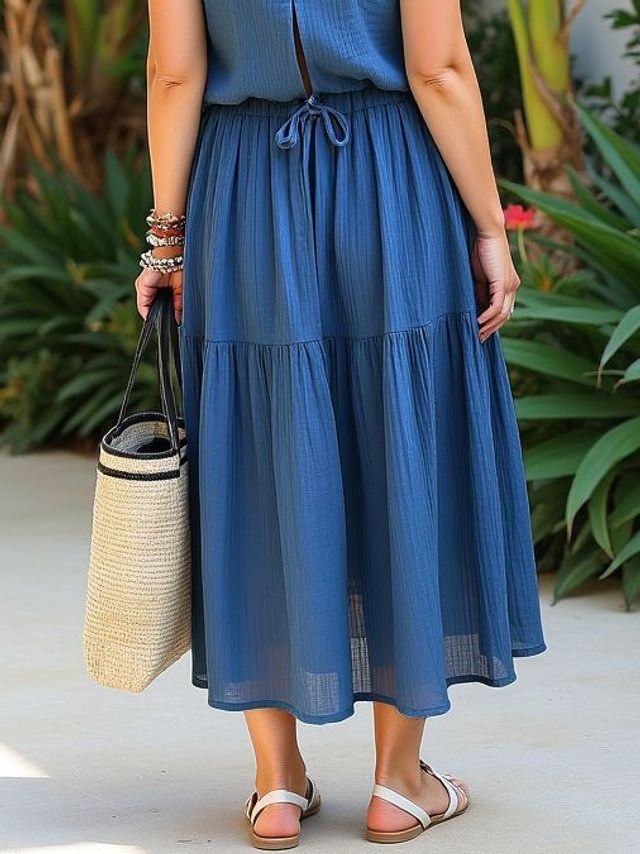 Юбка ярусная муслин Океан