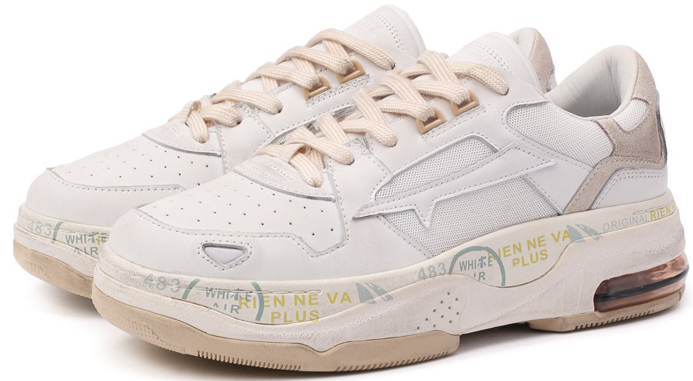 Premiata Drake 017 Белые с бежевым