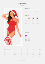 Очаровательное боди Kissmas в новогоднем стиле (Размер: M-L) (Цвет: красный с белым)