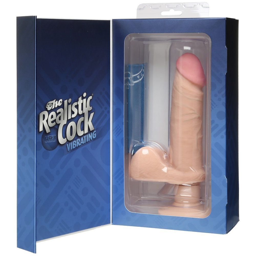 Вибромассажер-реалистик на присоске The Realistic Cock ULTRASKYN Vibrating 6”- 21,6 см. (Цвет: телесный)