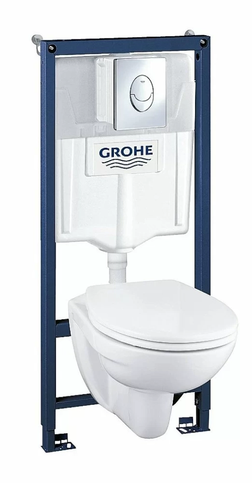 Унитаз подвесной Grohe SOLIDO PERFECT 39192000 с крышкой микролифт, с инсталляцией, кнопка хром