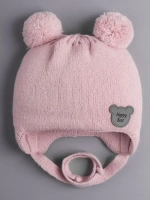 Шапка для девочки осенняя с завязками и помпонами