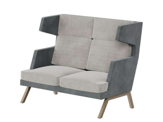 Алдо Диван двухместный высокий ALD-02 Storm 022/Storm 017/Металл Капучино 1430*960*1180