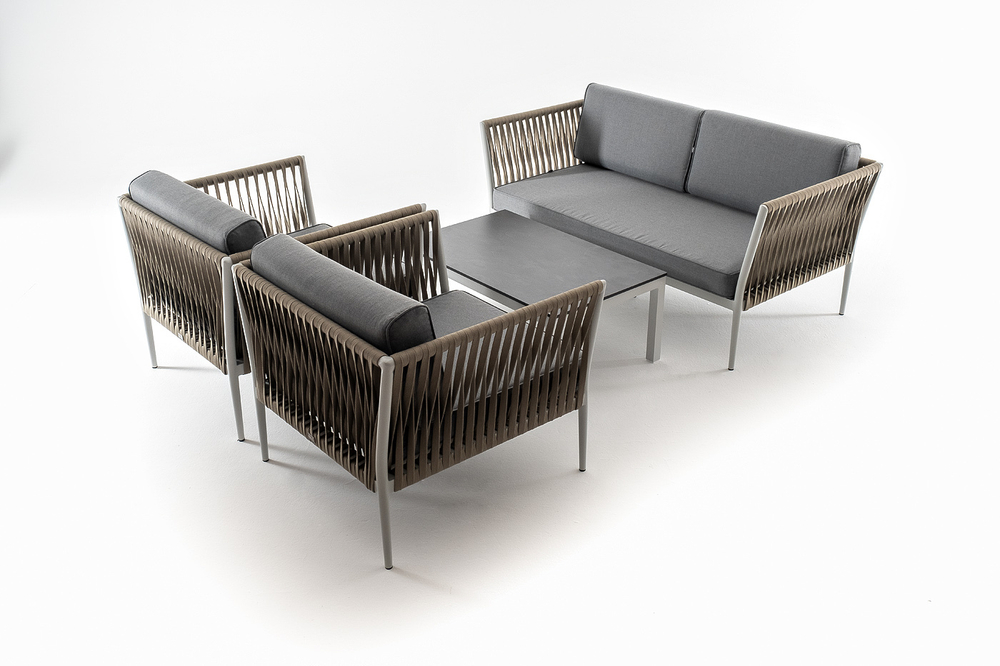 "Касабланка" лаунж-зона плетеная из роупа 4-местная, цвет серый