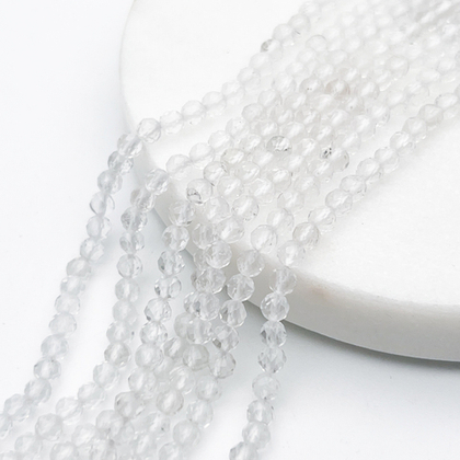 Горный хрусталь граненый бусины, диаметр около 3,3-3,5 мм, цена за нить 38 см