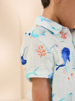 Рубашка с коротким рукавом для мальчика Next AB6-485, Голубой