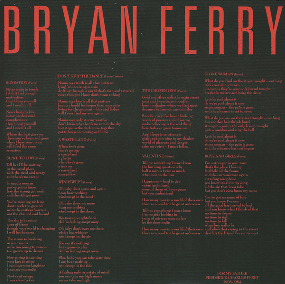 Bryan Ferry / Boys And Girls (LP)