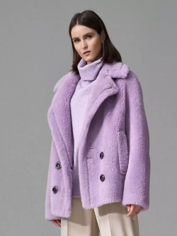 Шуба из шерсти чебурашка экошуба, лавандовая, SilverFox