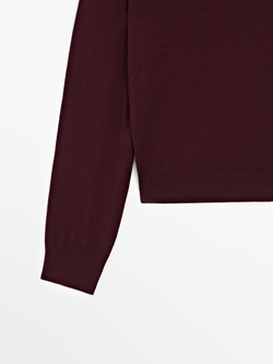 Massimo Dutti Свитер с воротником поло, гранатовый