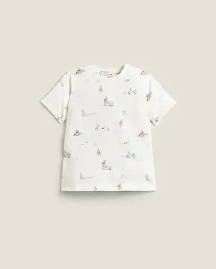 ZARA HOME ХЛОПКОВАЯ ПИЖАМА С РИСУНКОМ ВИННИ-ПУХА, БЕЛЫЙ