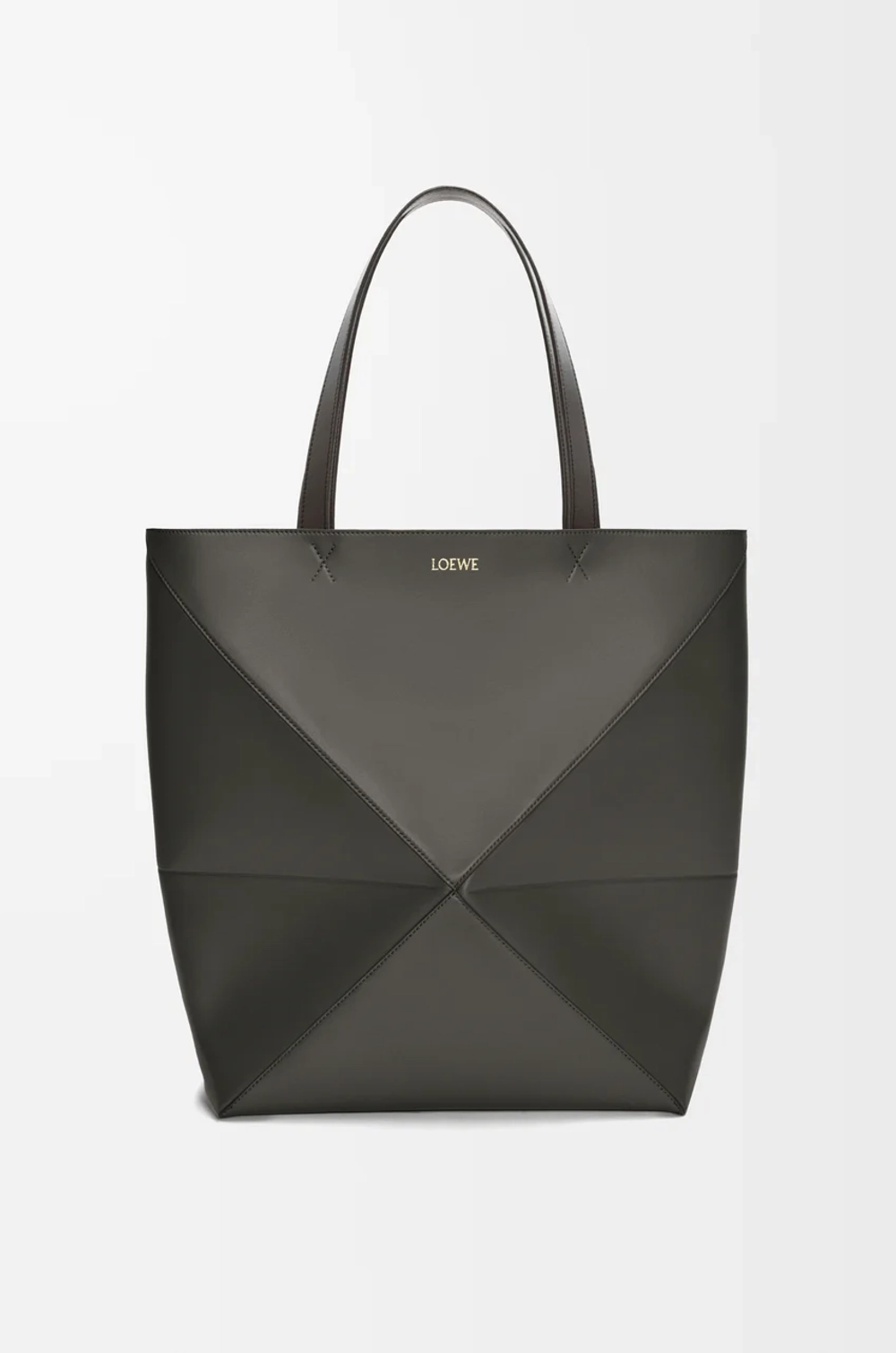 Loewe Сумка-тоут XL Puzzle Fold из блестящей телячьей кожи, темно-серый