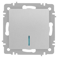 Выключатель Intro Accent 6-102-03 с подсветкой, 10А-250В, IP20, СУ, AL/CU, алюминий | Intro