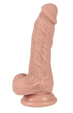 Реалистичный силиконовый фаллоимитатор REAL с мошонкой на присоске - 17 см. (Цвет: телесный)