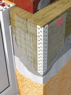 Уголок пластиковый (ПВХ) с армирующей сеткой 7+7см, для углов и откосов, длина 1.5 метра - 10 штук