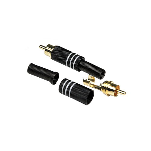 INVOTONE RCA200M BK - Коннектор тюльпан кабельный, RCA, 'золото', корпус металл, белая маркировка