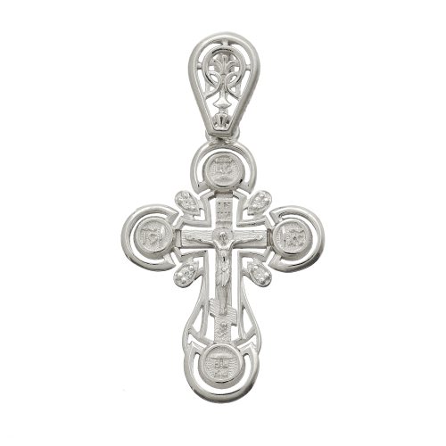 Крест из серебра/Родий/С камнями