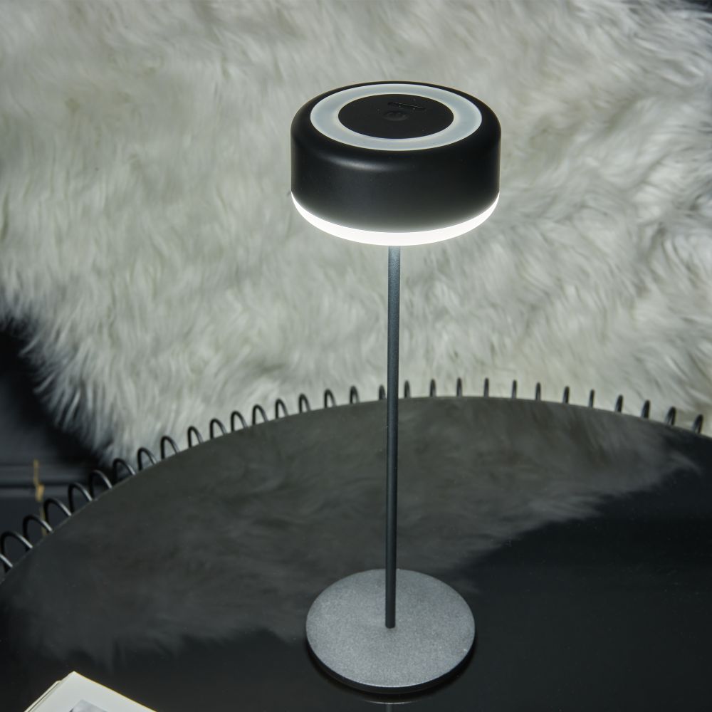 ULM-D950 3W-3000-6500K-DIM IP54 BLACK Светильник настольный светодиодный беспроводной. Встроенный аккумулятор 2200mAh. Диммер. Черный. TM Uniel