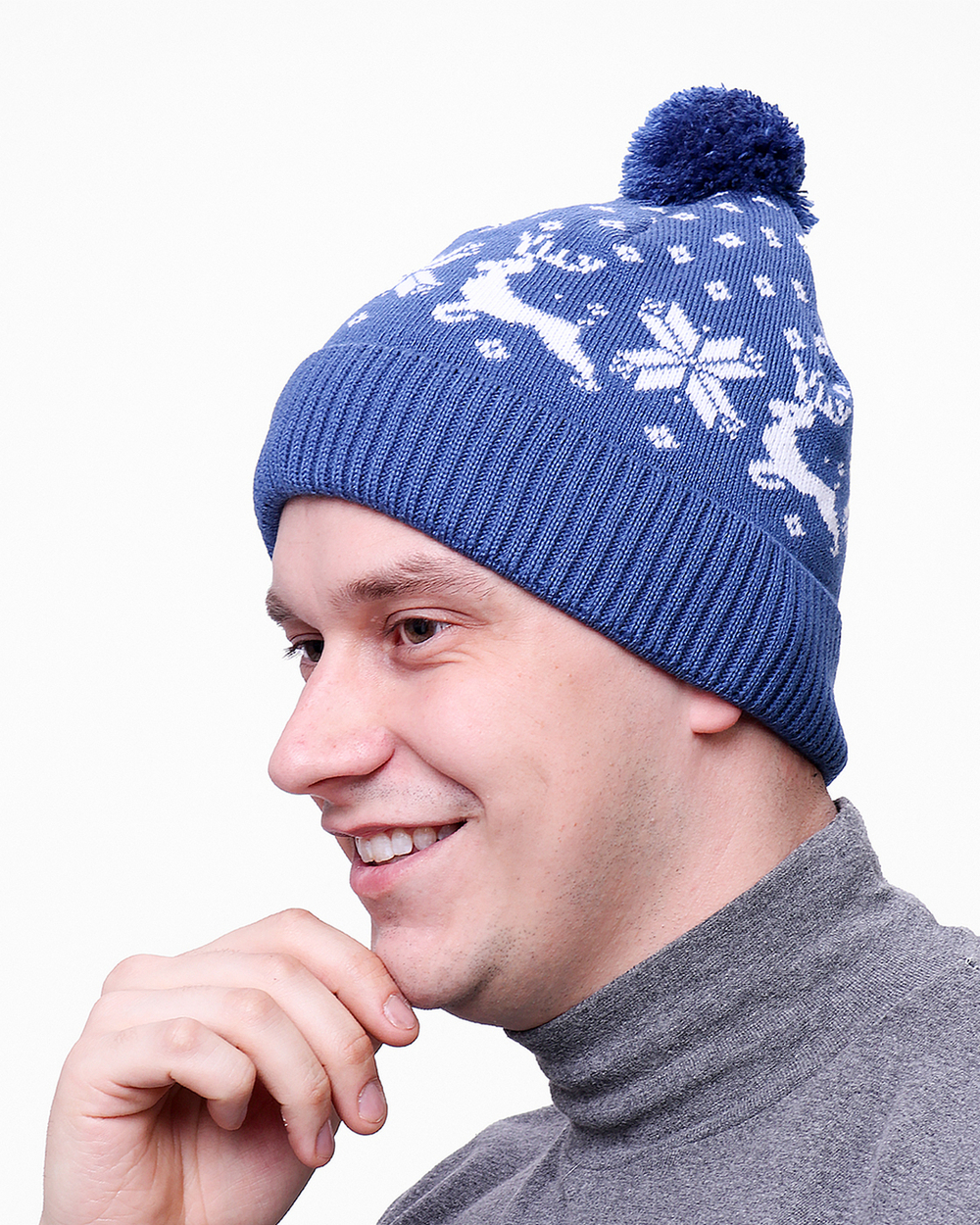 Мужская шапка PRIVAL с отворотом Скандинавия-7 Синий