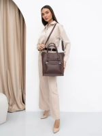 Сумка тоут коричневая из экокожи