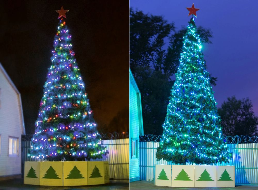 уличная гирлянда с шариками rgb цветная и одноцветная "Каскад"