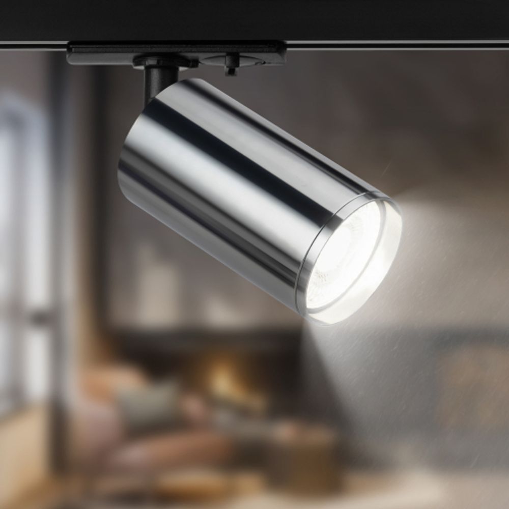 Трековый светильник однофазный ЭРА TR39-GU10 СН под лампу MR16 хром | Однофазные светильники под лампу