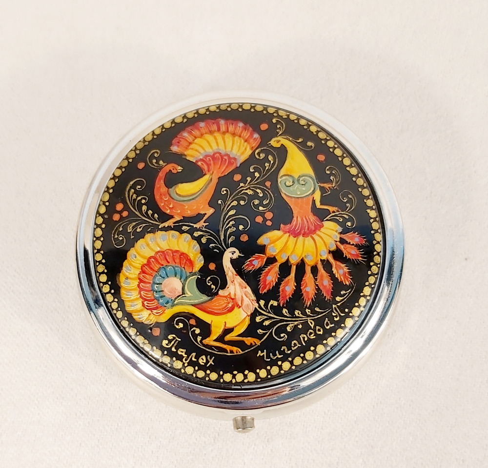 Таблетница с ручной росписью Палех "Райские птицы"