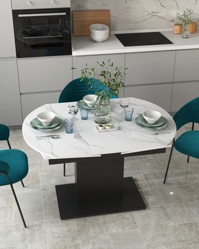 Стол обеденный Ceramic раскладной 120-180*90 керамика светлая под мрамор