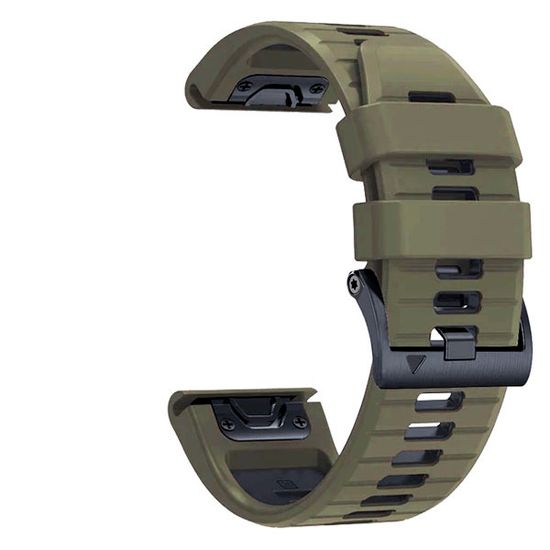 Ремешок двухцветный QuickFit 26 мм для Garmin Fenix 7x/6x/5x/5x plus/3, Descent, Tactix, Enduro, D2, Instinct 2X силиконовый (Бледно-болотный/черный)