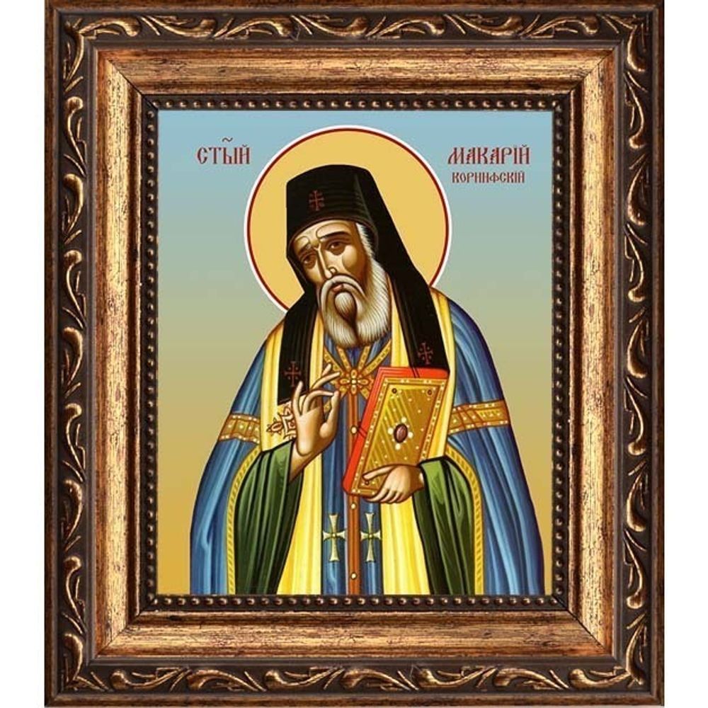 Макарий митрополит Коринфский, преподобный святитель. Икона на холсте.