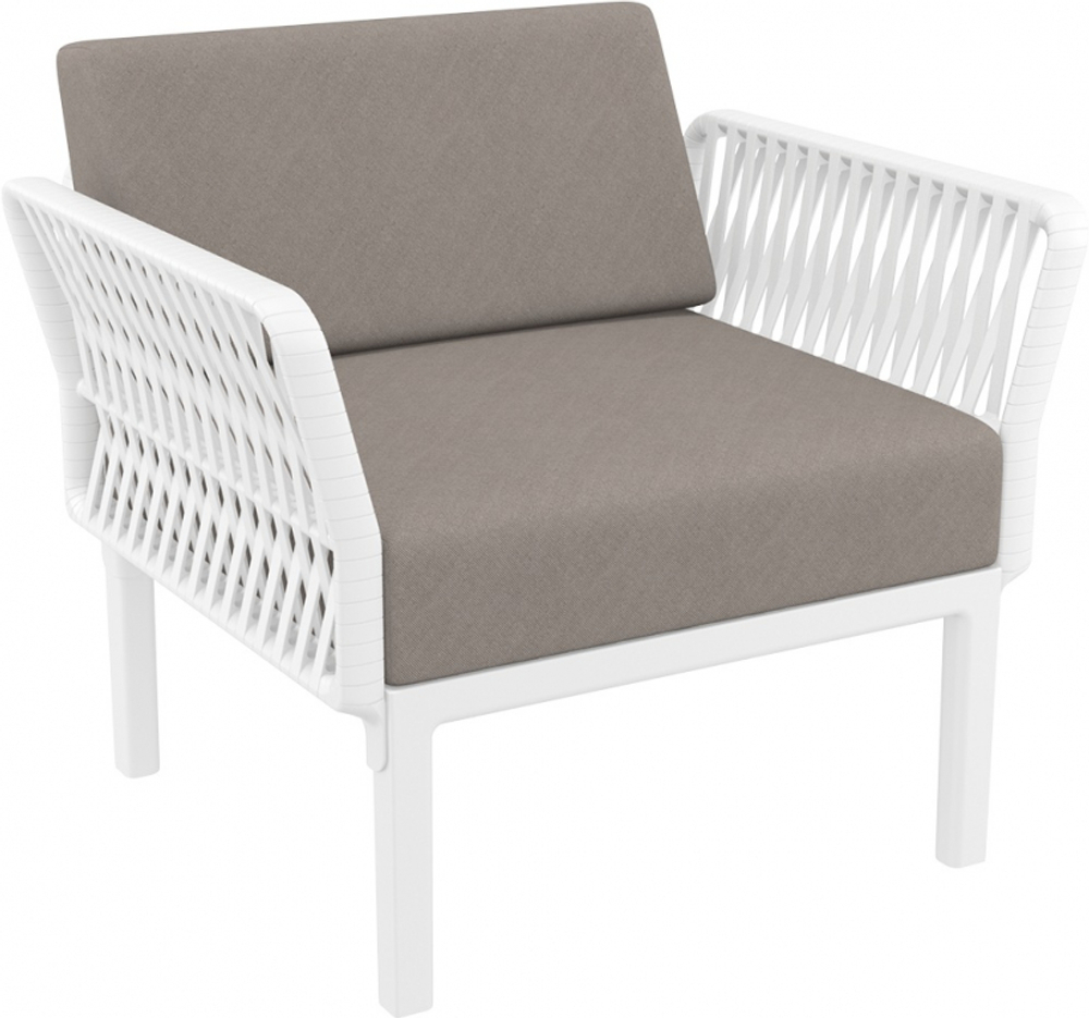 Кресло пластиковое с подушками Siesta Contract Portofino Lounge, белый, светло-коричневый