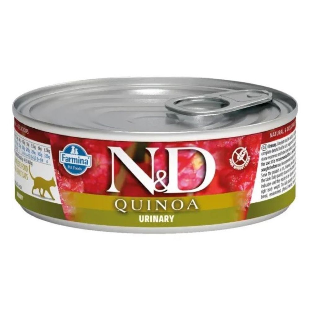 Консервы FARMINA N&amp;D Quinoa Cat Urinary для взрослых кошек для профилактики МКБ с киноа и уткой - набор 12х80 гр