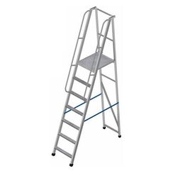 Лестница-платформа фиксированной высоты алюминиевая MEGAL ЛПФВА Н=1.0-6 с широкими ступенями