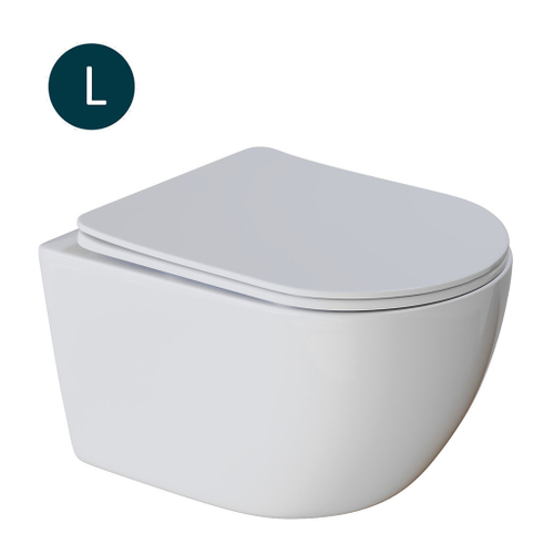 Унитаз подвесной безободковый WAVE ROUND сид. дюропласт, м/л, быстр, БЕЛЫЙ глянец (L)