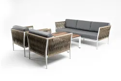 "Касабланка" лаунж-зона плетеная из роупа 5-местная, цвет серый