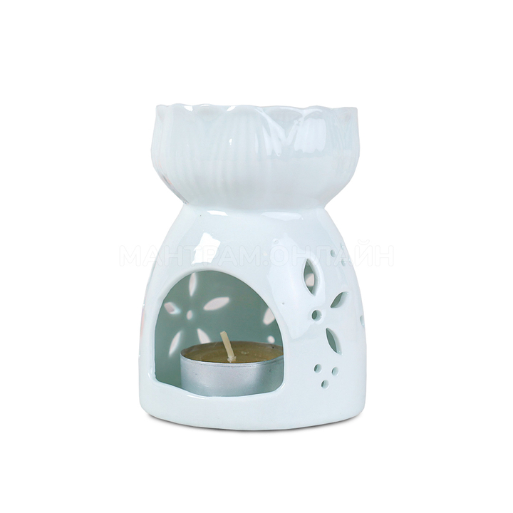 Аромалампа Вазочка узор цветы цвет белый 10 см