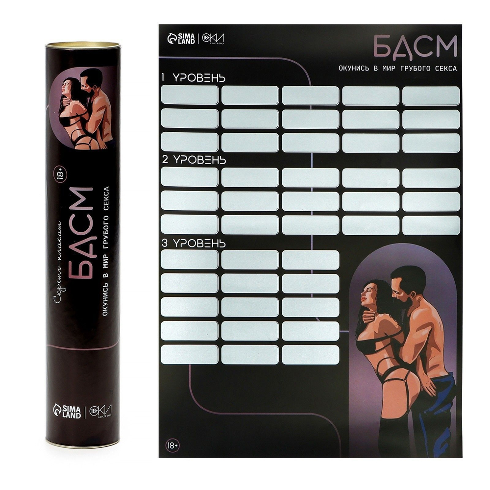 Плакат для двоих со скретч-слоем «БДСМ» (Цвет: черный)