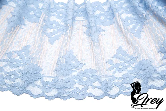 03-176  Кружево эластичное 19,5 см, голубой/телесный