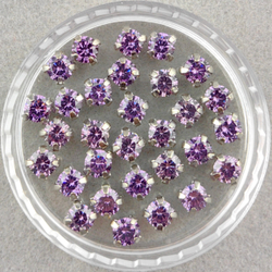 Фианиты шатоны в оправах, Amethyst/Platinum