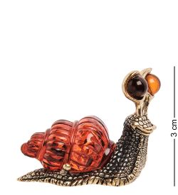 Народные промыслы AM-3188 Фигурка «Улитка с панцирем» (латунь, янтарь)